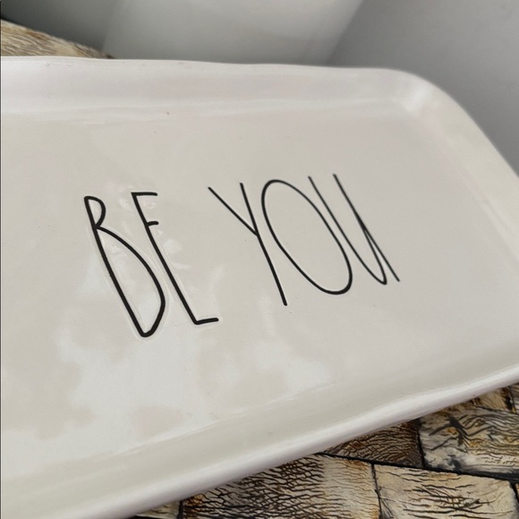 NEW Rae Dunn BE YOU Ceramic Tray Serving Dish Medium White Decor - Picture 5 of 9